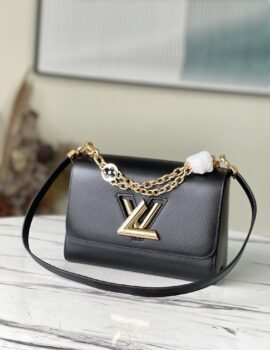 Louis Vuitton Twist MM Monogram Flower Black For Women, Women’s Handbags, Shoulder And Crossbody Bags 9.1in/23cm LV M59402