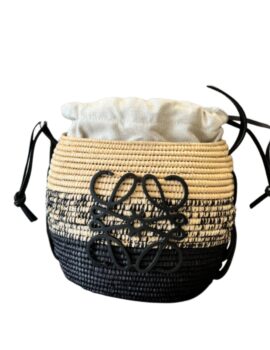 Beehive Basket Bag Beige/Black For Women 7.9in / 20cm
