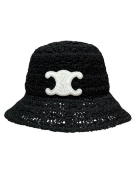 Celine Bucket Hat In Raffia Black For Women 57cm/22.4in