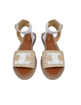 Celine Lympia Flat Strap Sandal In Raffia White For Women 352402248C.02GH