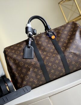 Louis Vuitton Keepall Bandouliere 45 Monogram Macassar Canvas For Men, Men’s Bags, Travel Bags 17.7in/45cm LV M56711