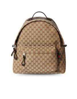Gucci Medium GG Backpack With Web Beige And Dark Brown For Men 14.2in/36cm 824624 FAEHZ 9795