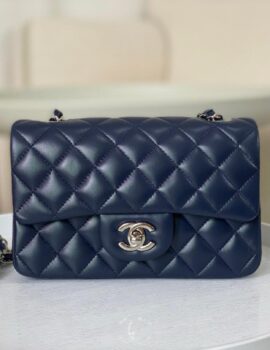 Chanel Classic Handbag Navy Blue For Women, Women’s Bags, Shoulder And Crossbody Bags 10.2in/20cm A01112